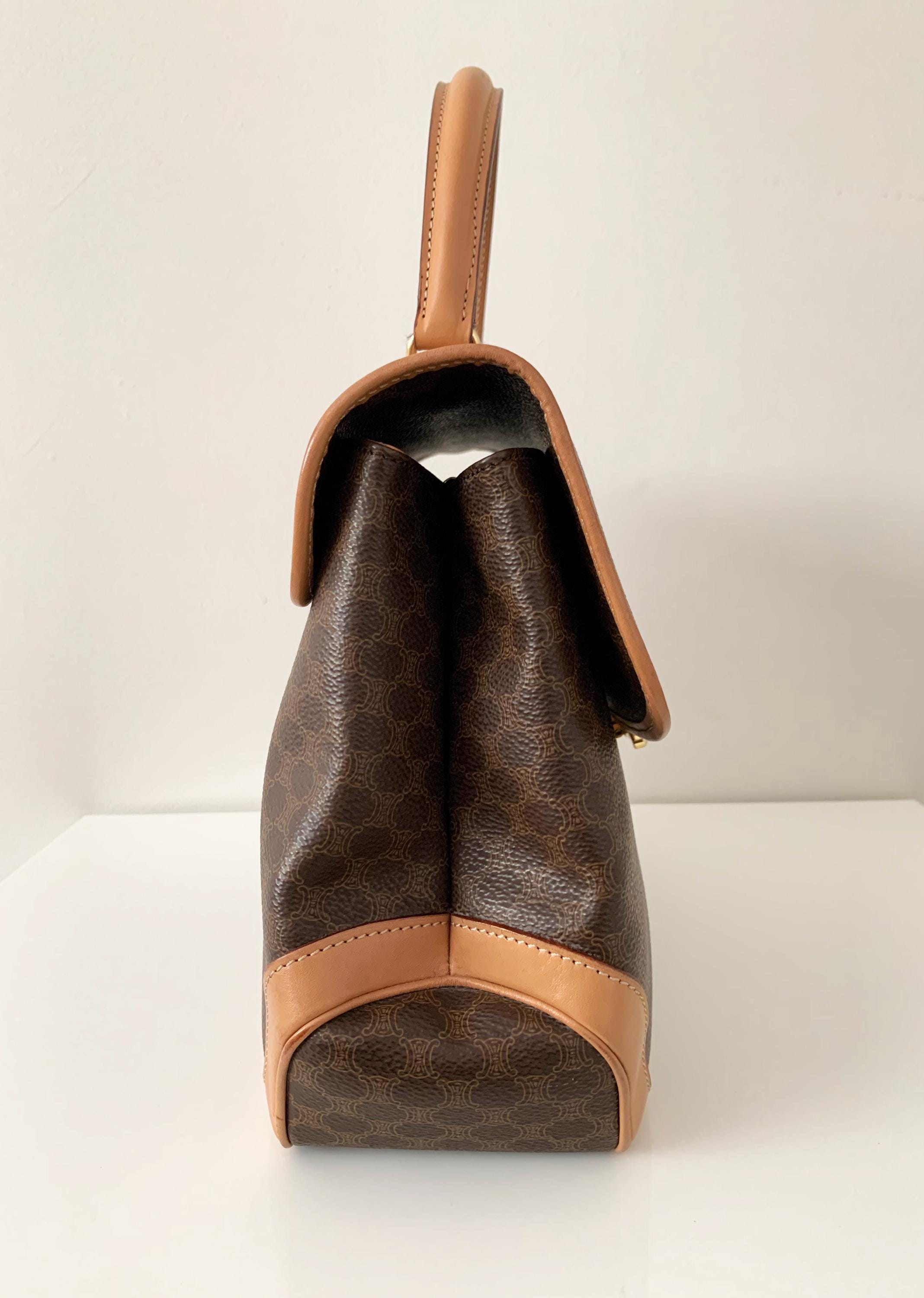 Vintage 90s Authentic Celine Macadam Beautiful Top Handle Bag With 