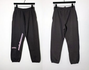 Heavy Weight Faded Black Graphic Sweatpants With Adjustable Drawstring