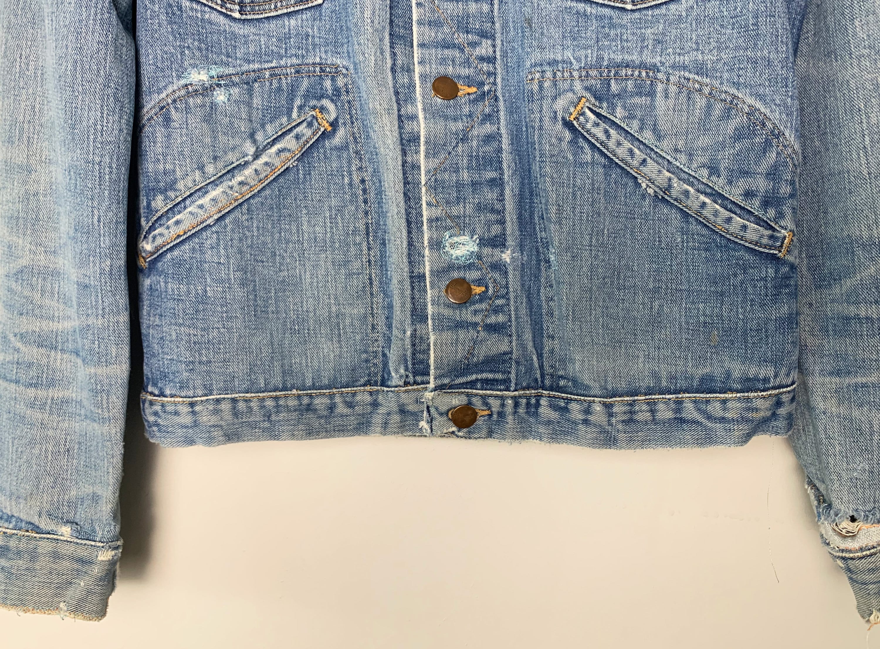 Vintage 60s Rare Wrangler Worn In/distressed/destroyed Denim
