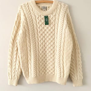 Ll 【美品】L.L.Bean フィッシャーマンニット アイボリ S-REG EU 
