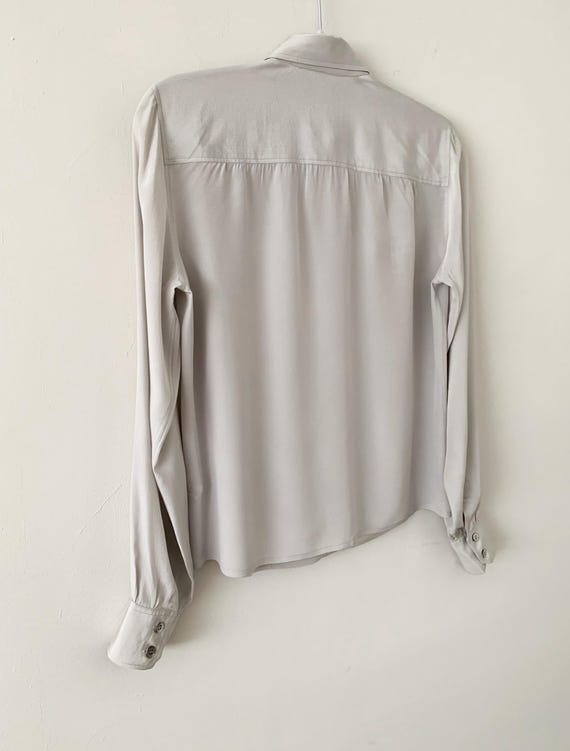Vintage 80s Celine Gray Silk Embroidered Logo But… - image 6