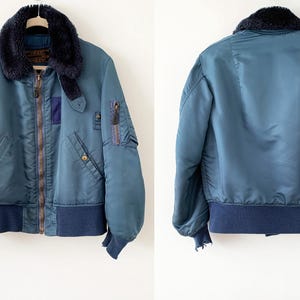 Vintage Rare 50s B-15C Navy Blue Us Military Flight Bomber Jacket Made In USA