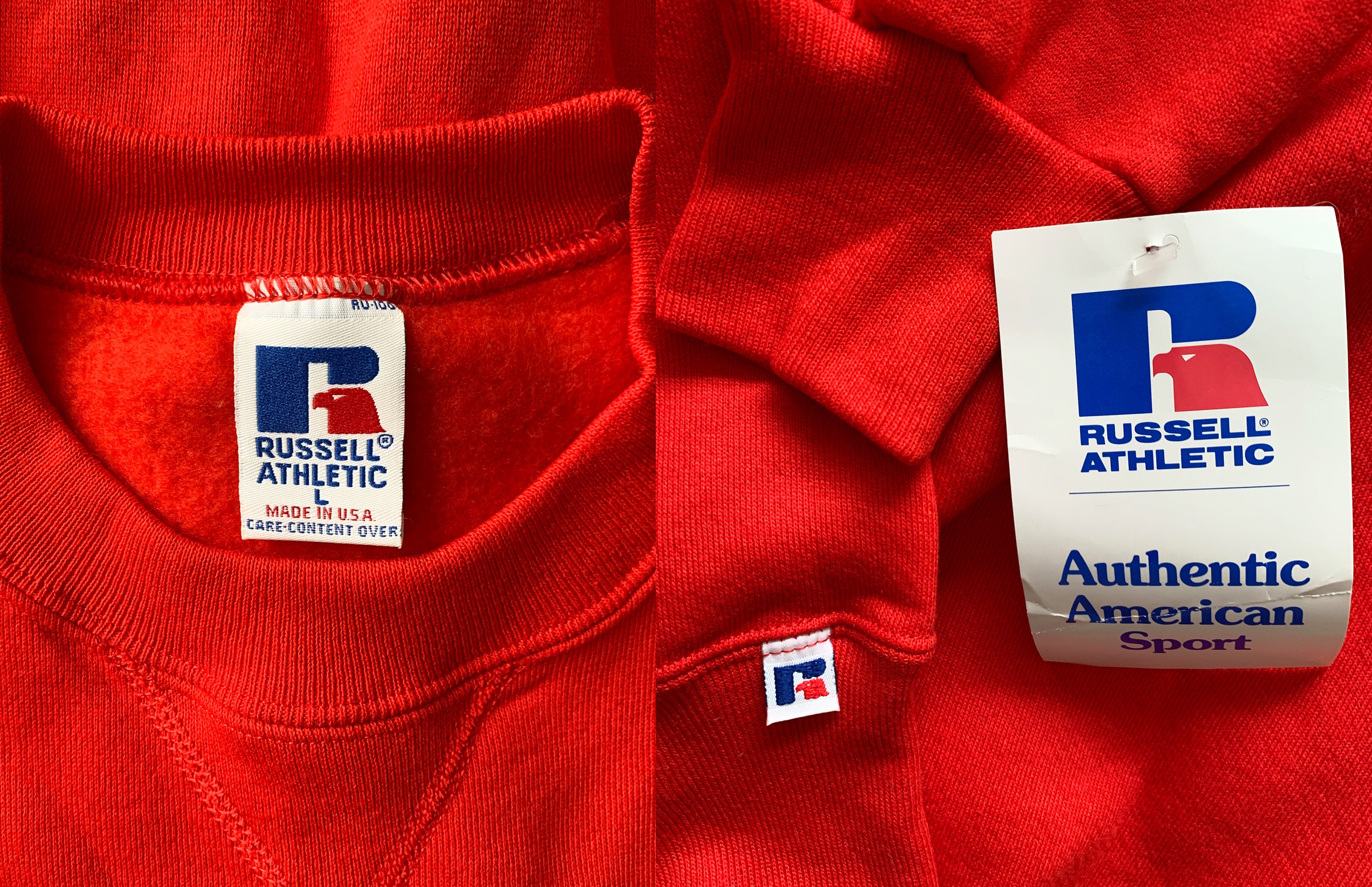 Vintage 90s Deadstock Russell Athletic Red Crew Neck Sweatshirt
