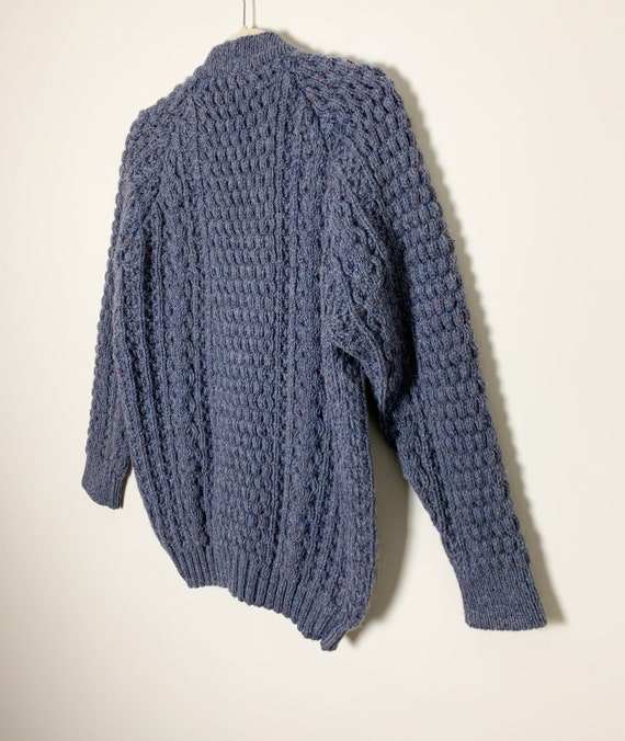 Vintage 70s Aran/fisherman Wool Blue Gray With Colored Flecks