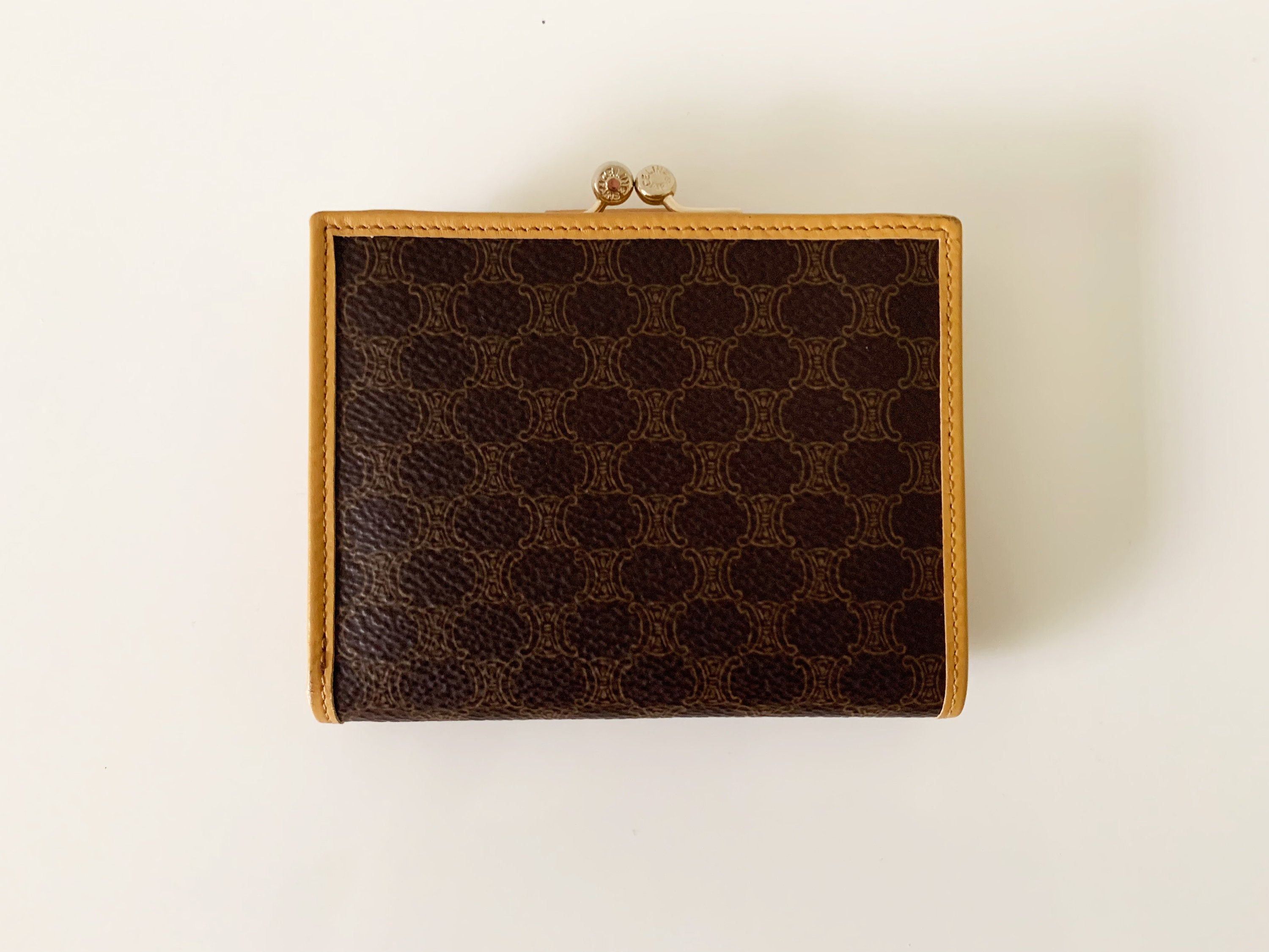 Vintage 90s Authentic Celine Macadam Kisslock Compact Wallet Vintage 90s Authentic Celine Macadam Kisslock Compact Wallet