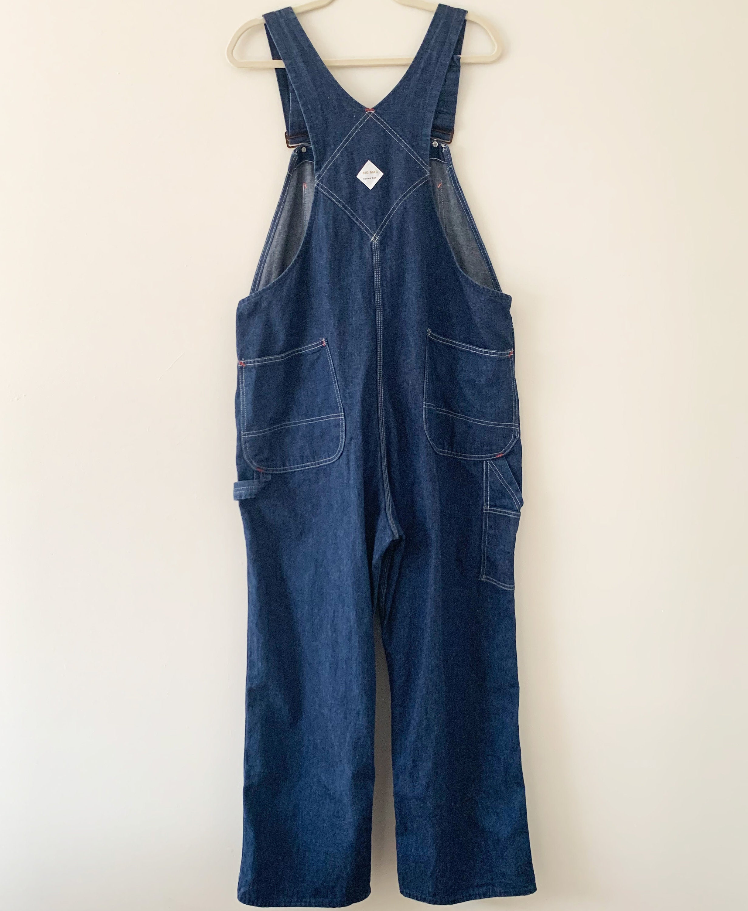Vintage 60s Penneys Big Mac Blue Cotton Sanforized Denim Bib