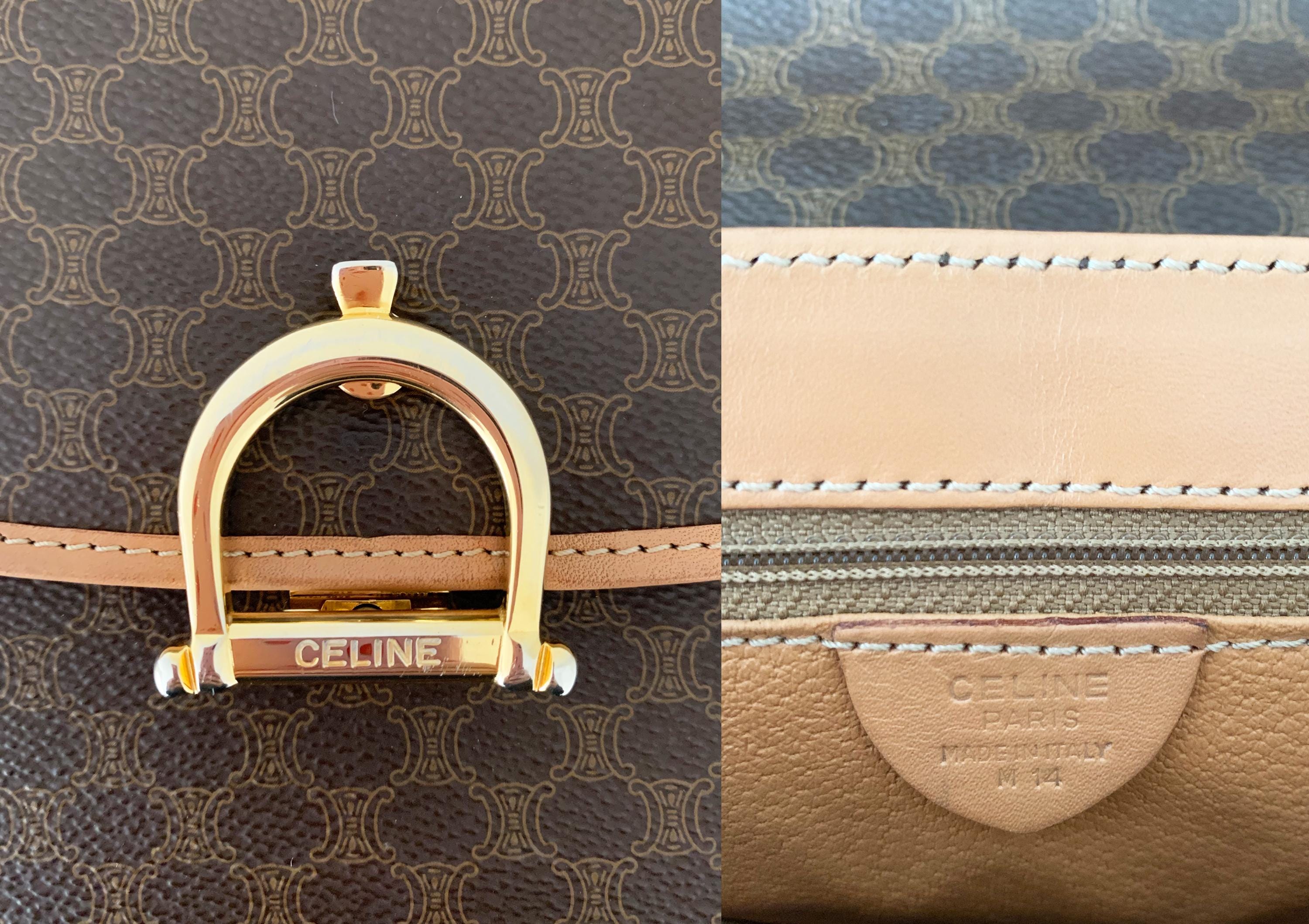 Vintage 90s Authentic Celine Macadam Beautiful Top Handle Bag With