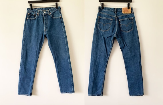Vintage 90s Beautiful Dark Wash Levi's 501 Jeans … - image 1