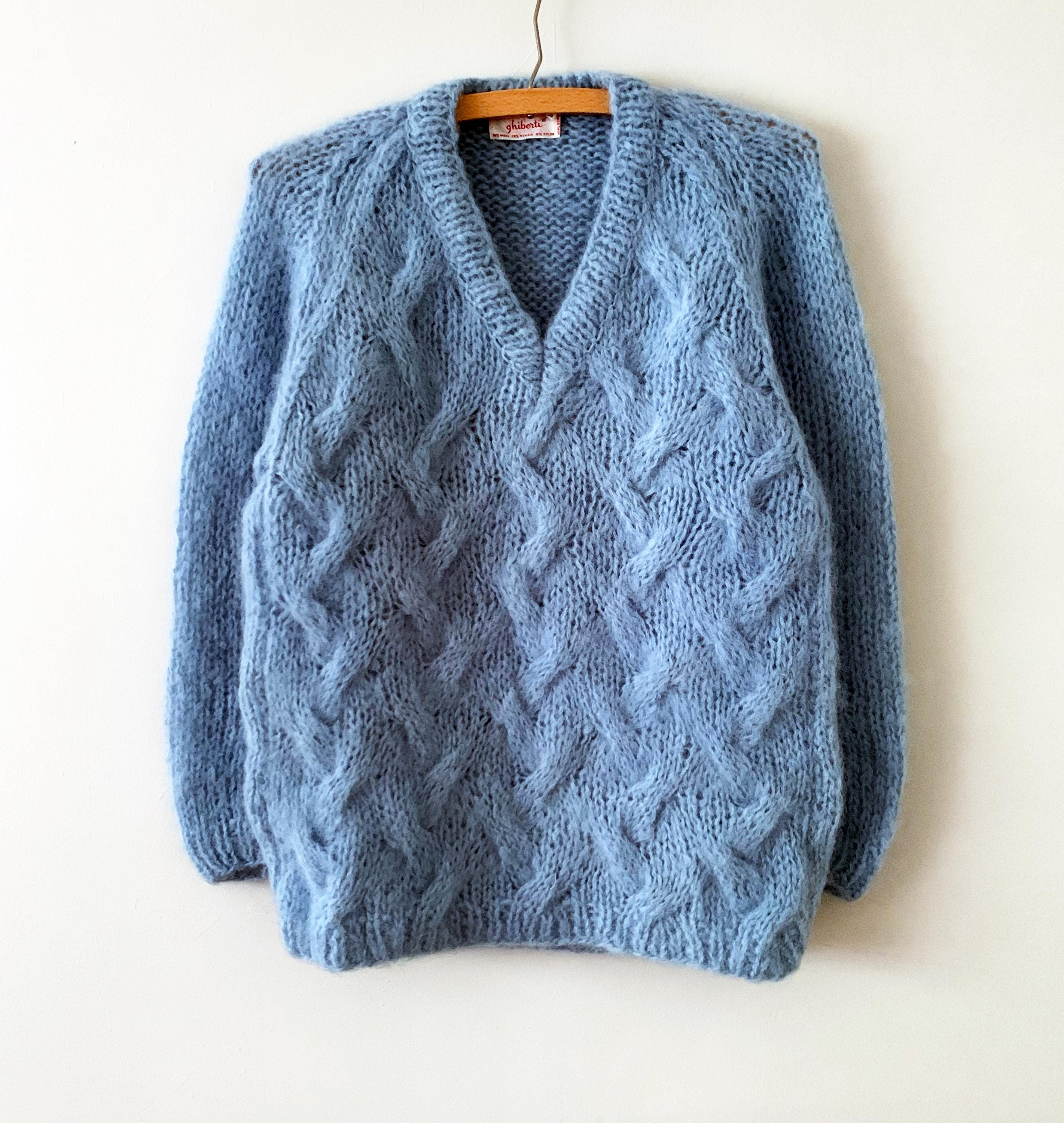トップス 60s mohair pull over knit \"made in usa\" Vintage 1960s Italian Hand Knit Sweater Mohair Wool Pullover