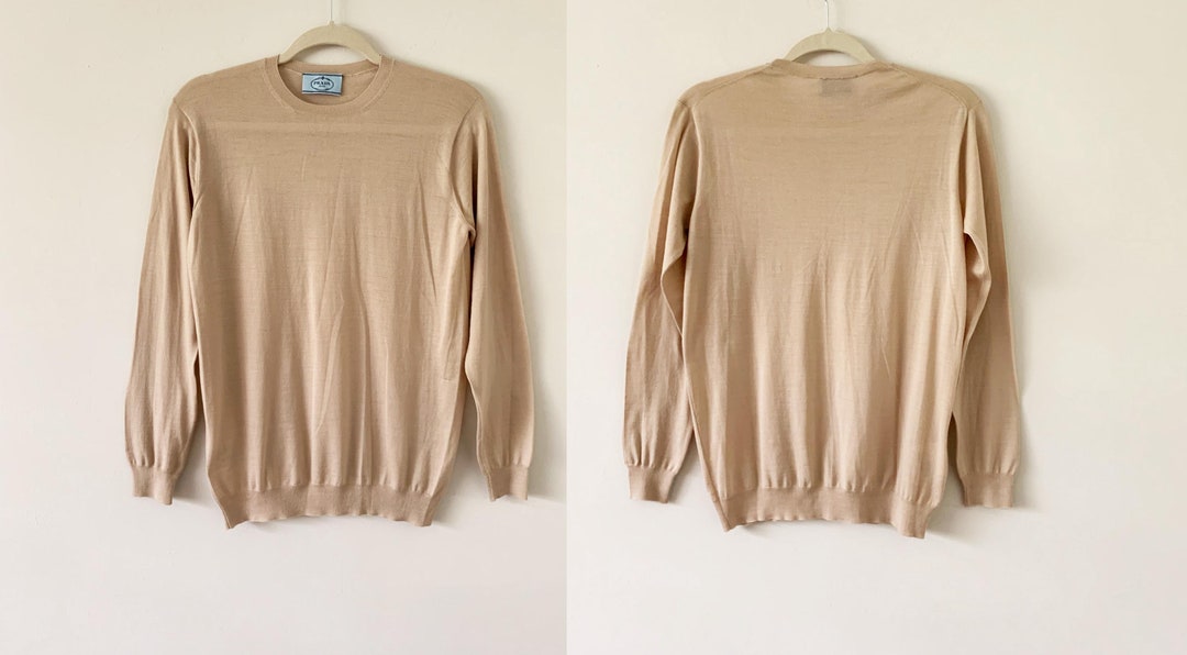 トップス Prada Camel Wool Knit Sweater Camel Brown V-neck Wool Sweater | PRADA