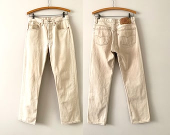 Jeans Levi's 501 vintage de los años 90, color beige/caqui, hechos en EE. UU.