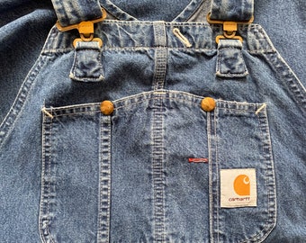 Vintage 90s Carhartt Blue Cotton Denim Bib Overalls Made in USA - Etsy