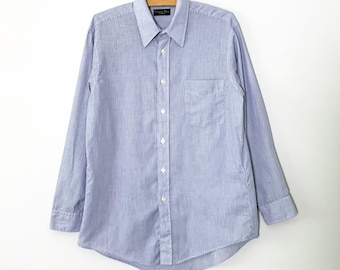 Vintage 90s Christian Dior Blue And White Stripe Button Up Shirt