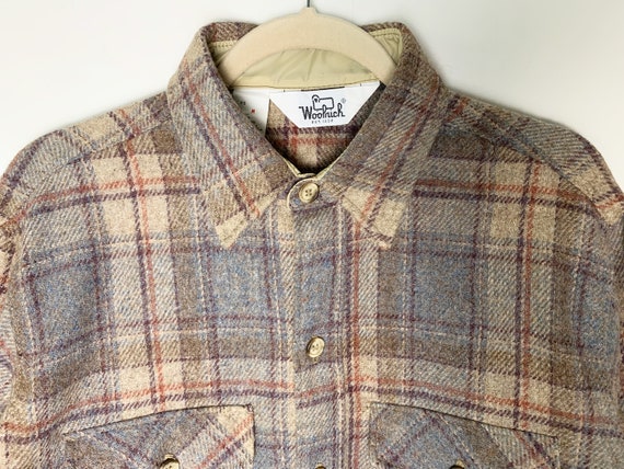 Vintage 60s Woolrich Earth Tone Plaid Flannel But… - image 3
