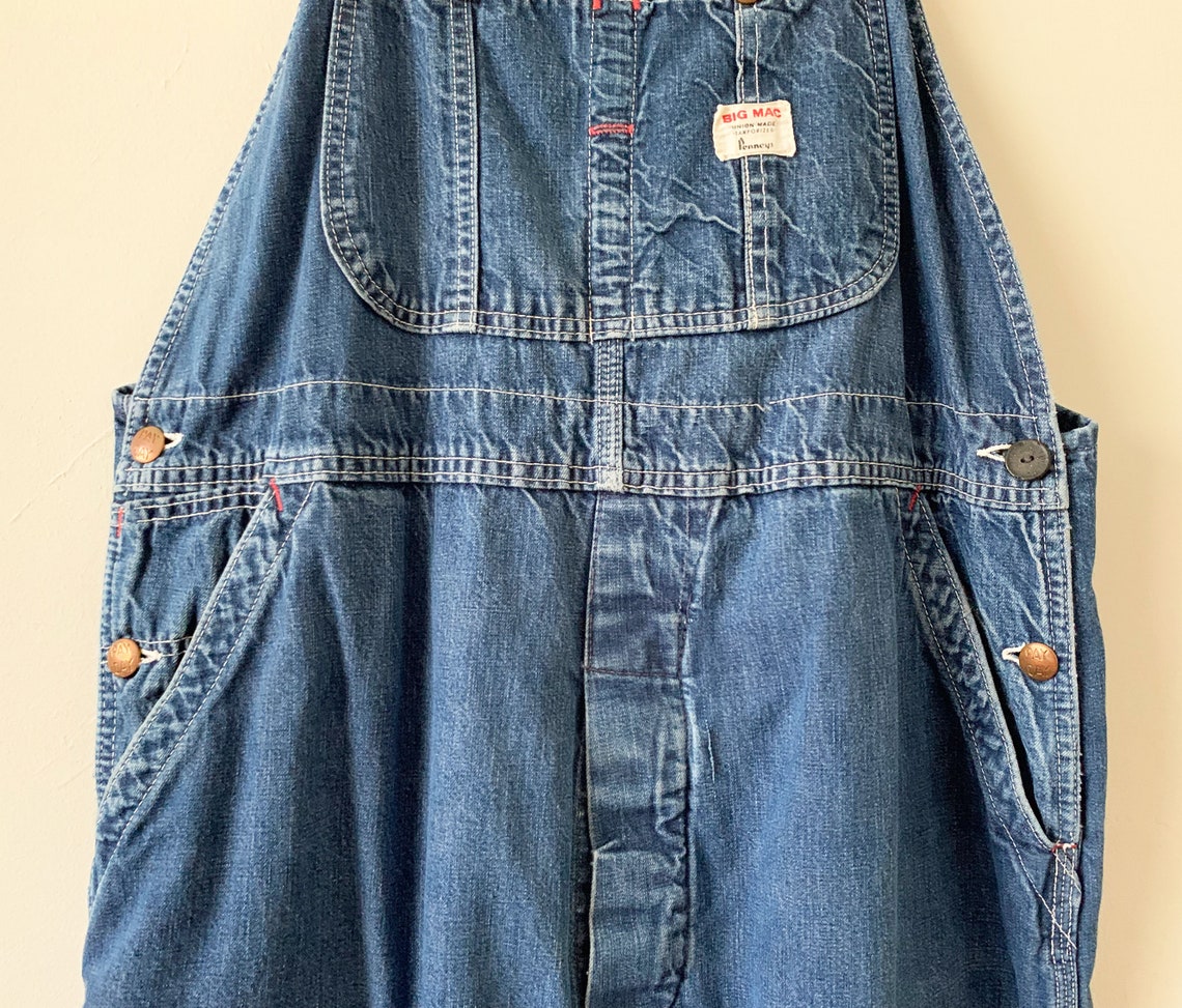 Vintage 60s Penneys Big Mac Sanforized Blue Denim Workwear Overalls - Etsy