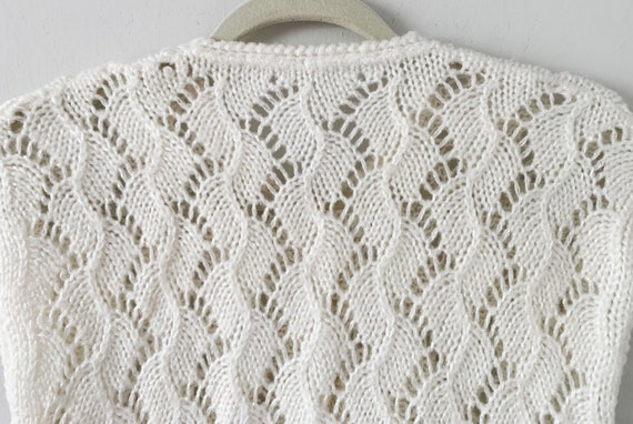 Vintage 70s Crochet Ivory Sweater Vest With Button Cl… - Gem