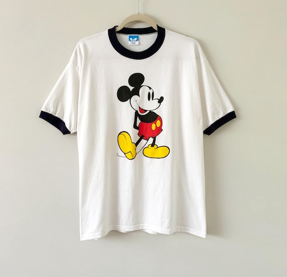 Vintage 80s Navy and White Short Sleeve Walt Disney Mickey Mouse