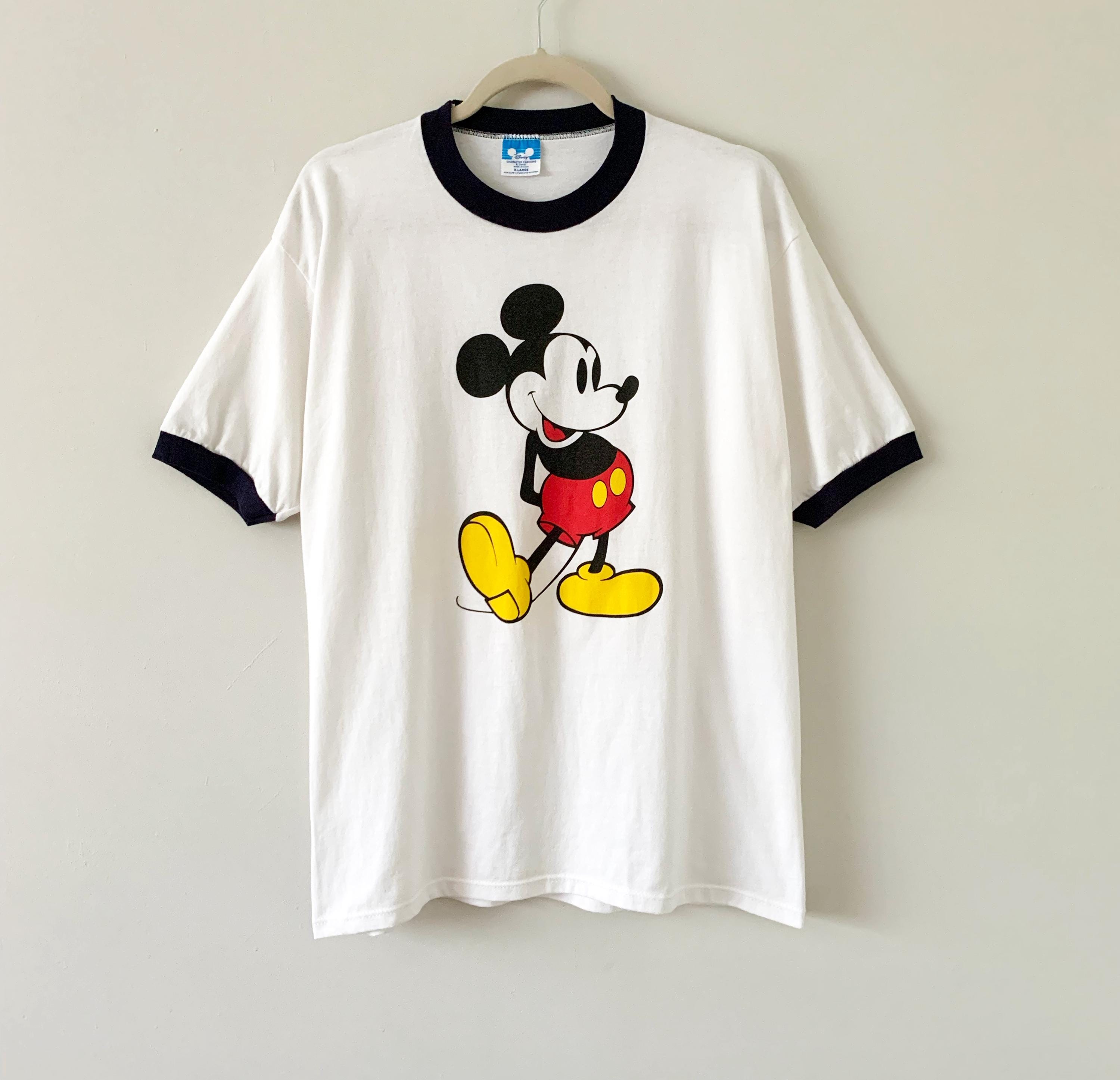 Vintage 80s Navy and White Short Sleeve Walt Disney Mickey Mouse