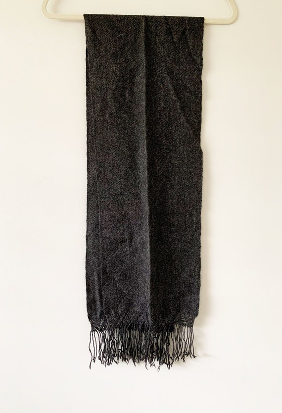 Vintage 90s Alpaca Wool Dark Melange Gray Scarf