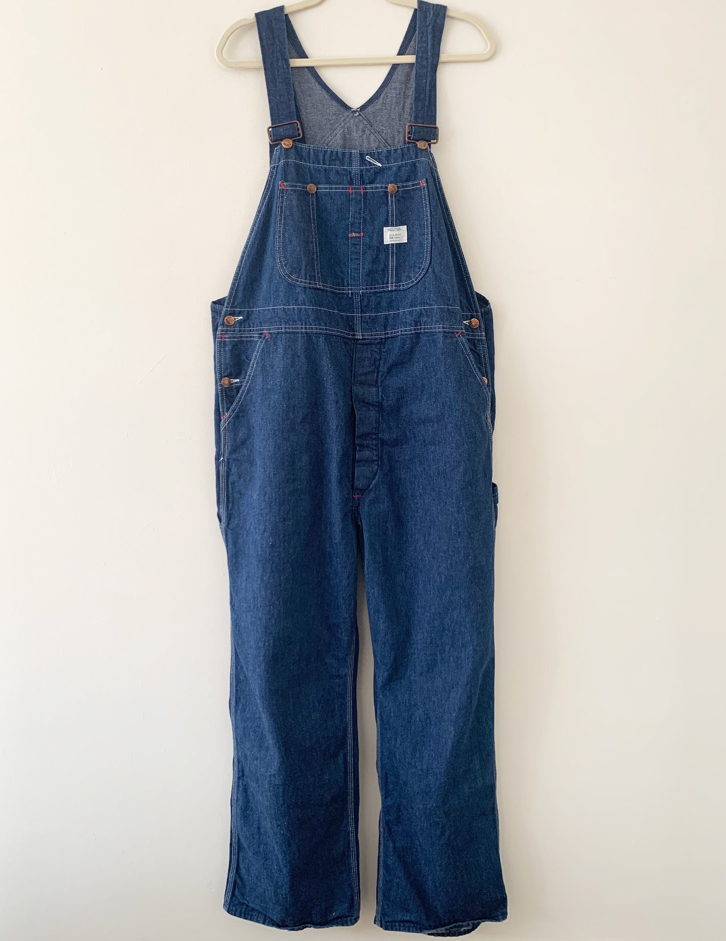 Vintage 60s Penneys Big Mac Blue Cotton Sanforized Denim Bib