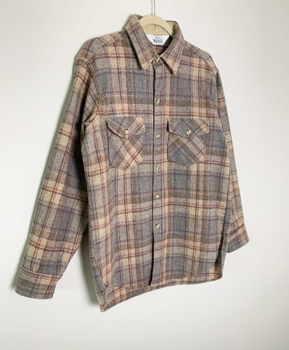 Vintage 60s Woolrich Earth Tone Plaid Flannel But… - image 4