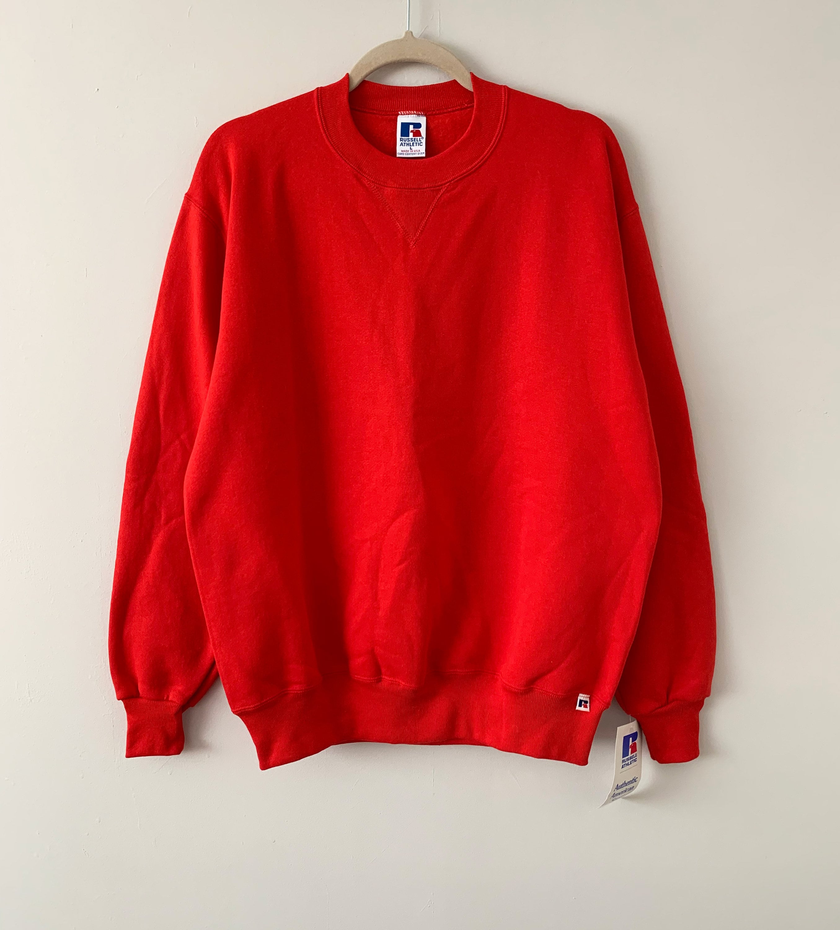 Vintage 90s Deadstock Russell Athletic Red Crew Neck Sweatshirt