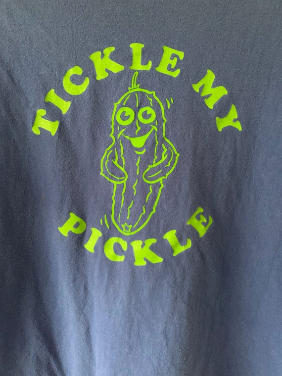 Vintage 80's "Tickle My Pickle" Graphic Blue Shor… - image 3