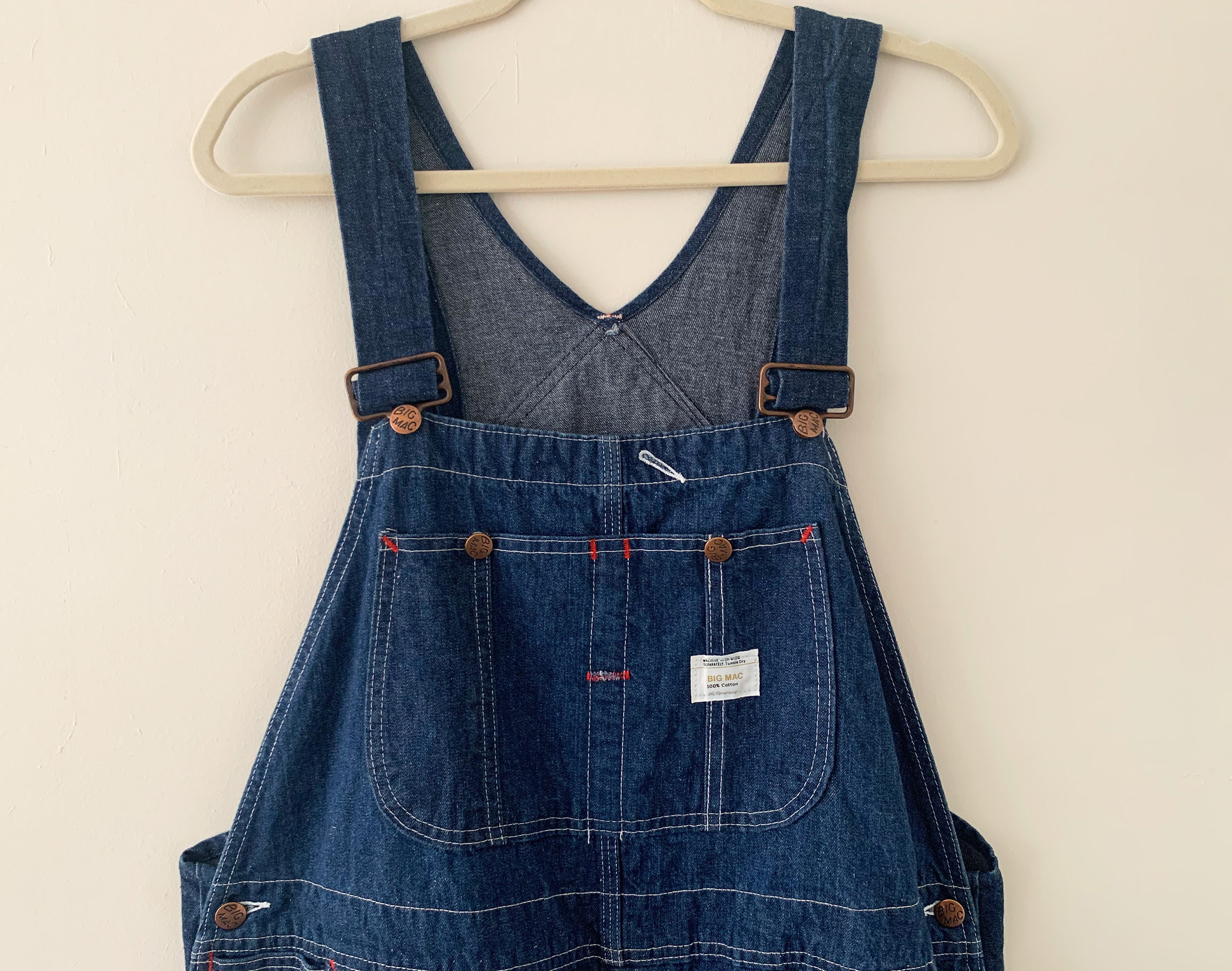 Vintage 60s Penneys Big Mac Blue Cotton Sanforized Denim Bib