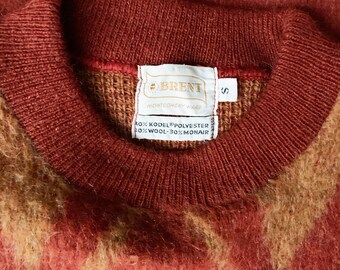 Vintage 60s Brent Mohair Wool Blend Crew Neck Argyle Sweater - Etsy