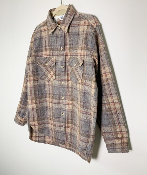 Vintage 60s Woolrich Earth Tone Plaid Flannel But… - image 5