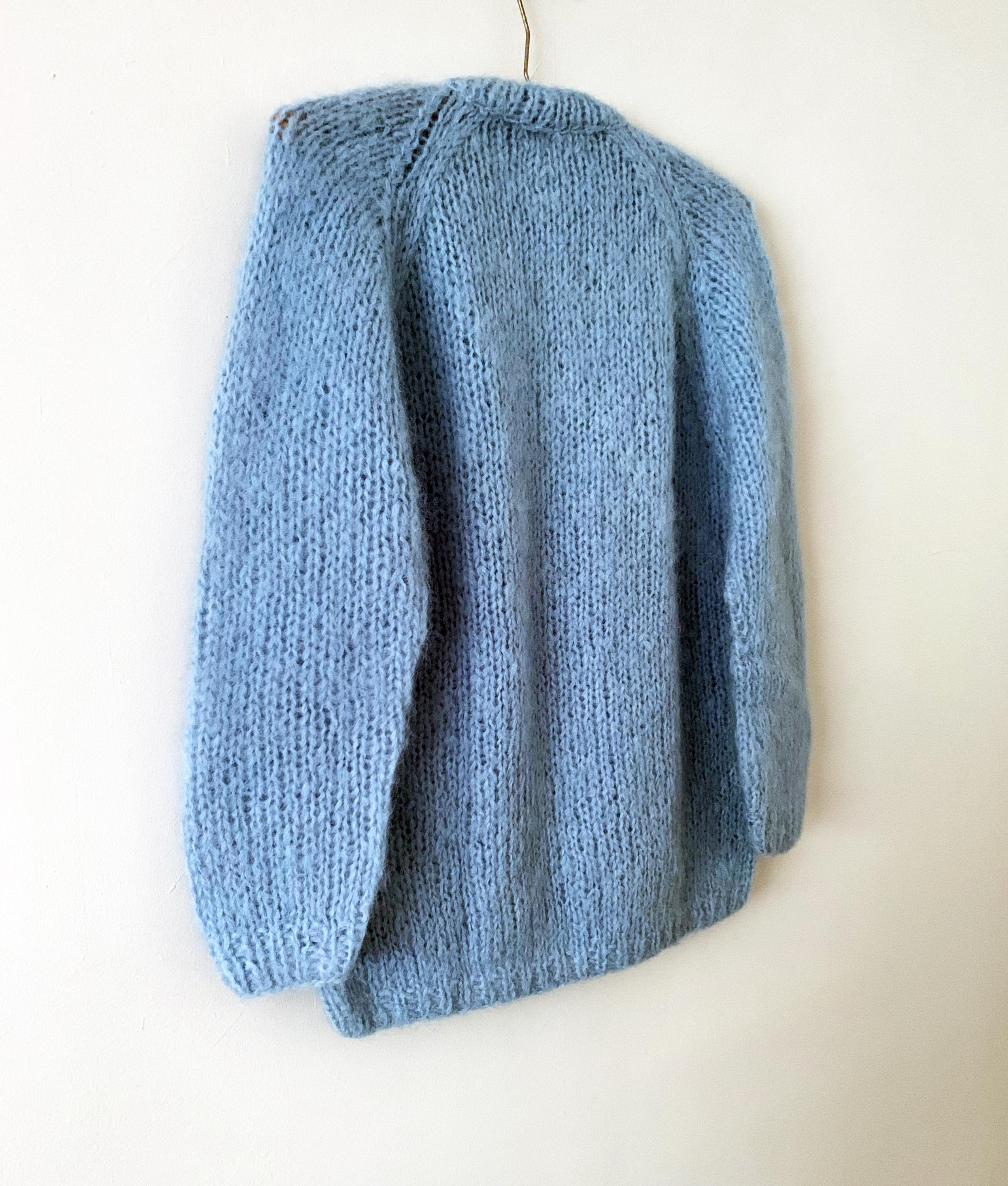 トップス 60s mohair pull over knit \"made in usa\" Vintage 60s Mohair Sweater Fuzzy Striped Women's Small Blue