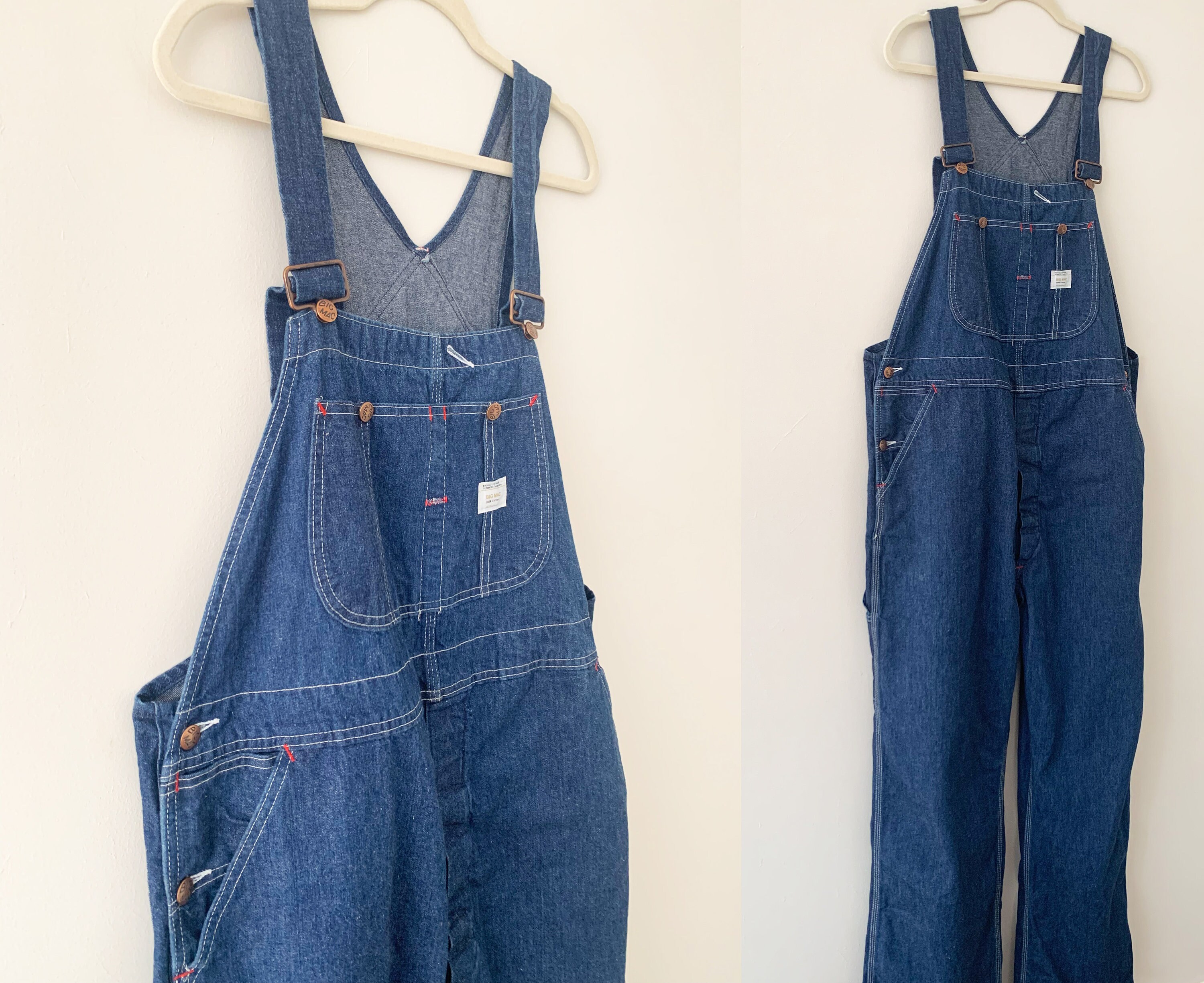 Vintage 60s Penneys Big Mac Blue Cotton Sanforized Denim Bib