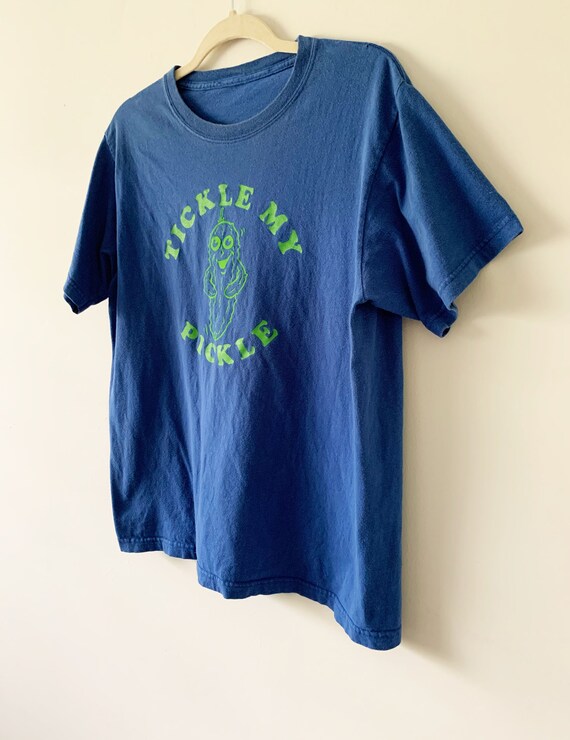 Vintage 80's "Tickle My Pickle" Graphic Blue Shor… - image 5