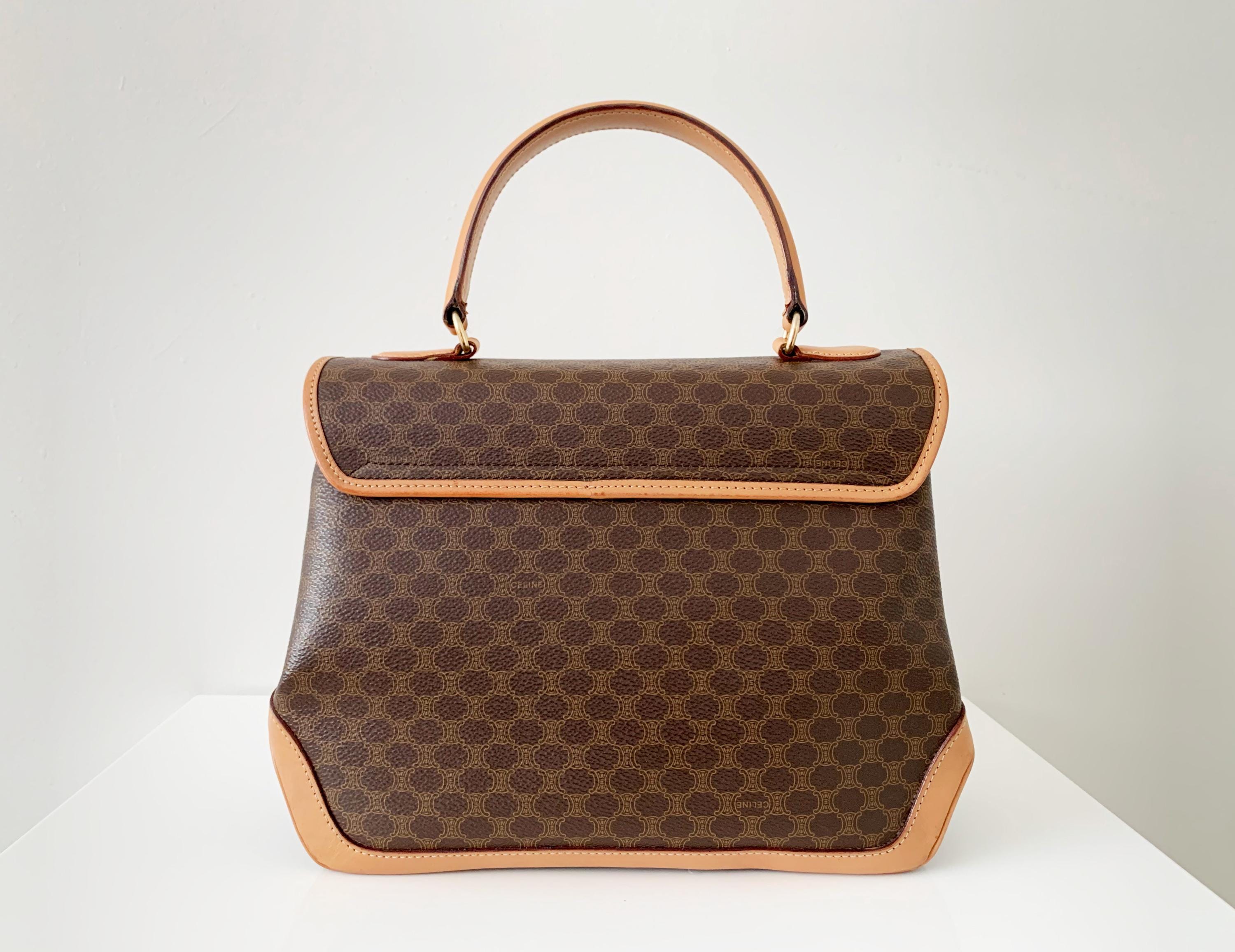 Vintage 90s Authentic Celine Macadam Beautiful Top Handle Bag With