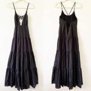 Vintage Black Long Dress With Criss-cross Spaghetti Straps