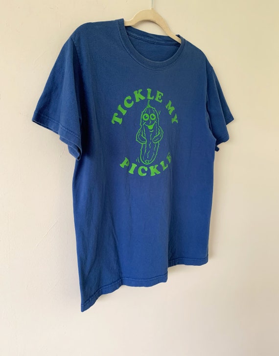 Vintage 80's "Tickle My Pickle" Graphic Blue Shor… - image 4
