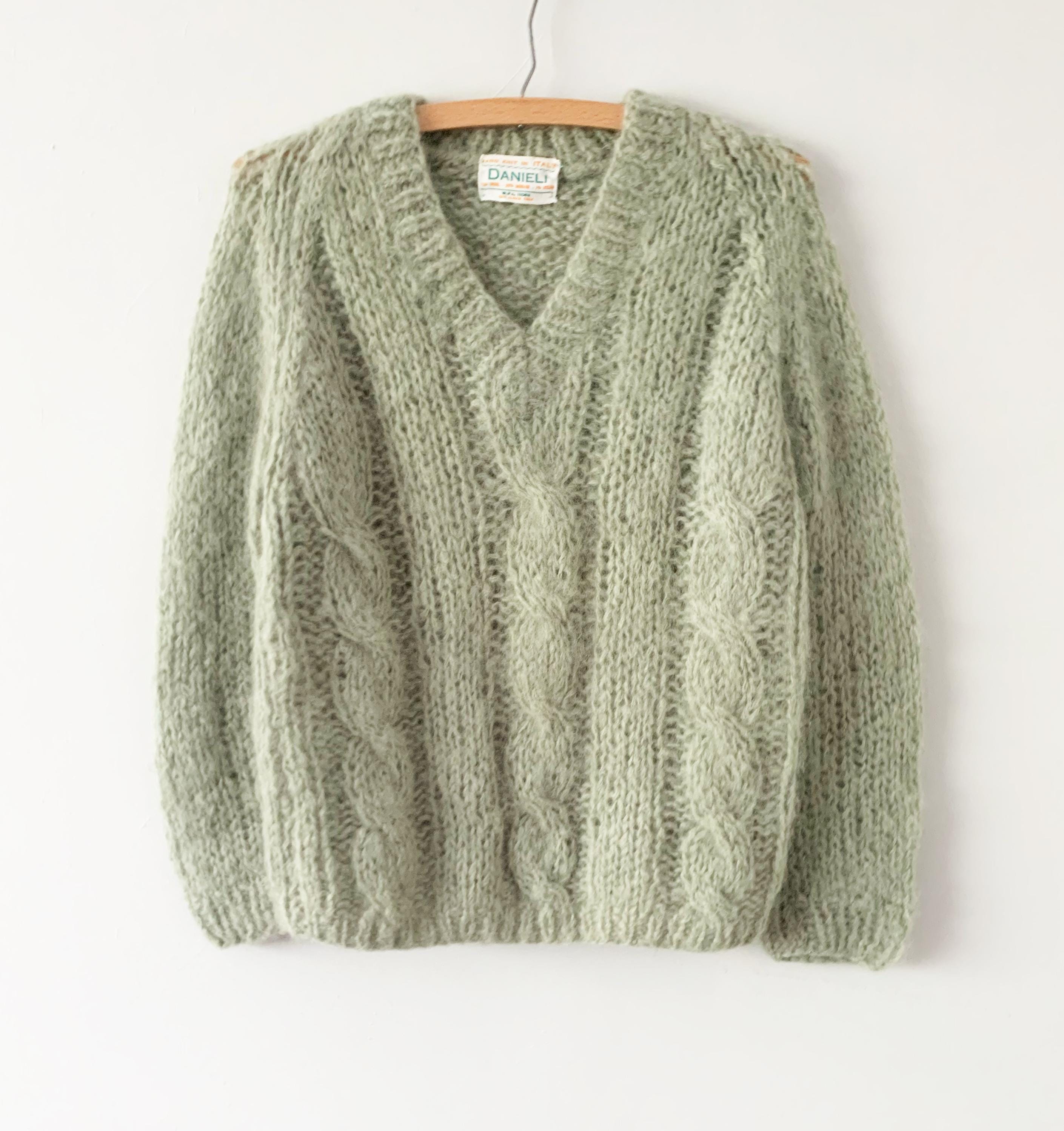 60s〜 vintage Vネックニット　virgin wool100% lg3x