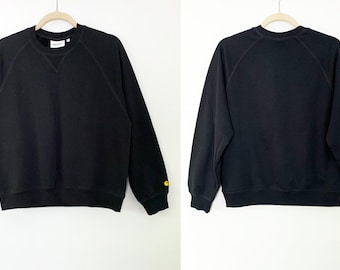 Black Carhartt WIP Crew Neck Sweatshirt With V-Notch Stitch Design Around Collar