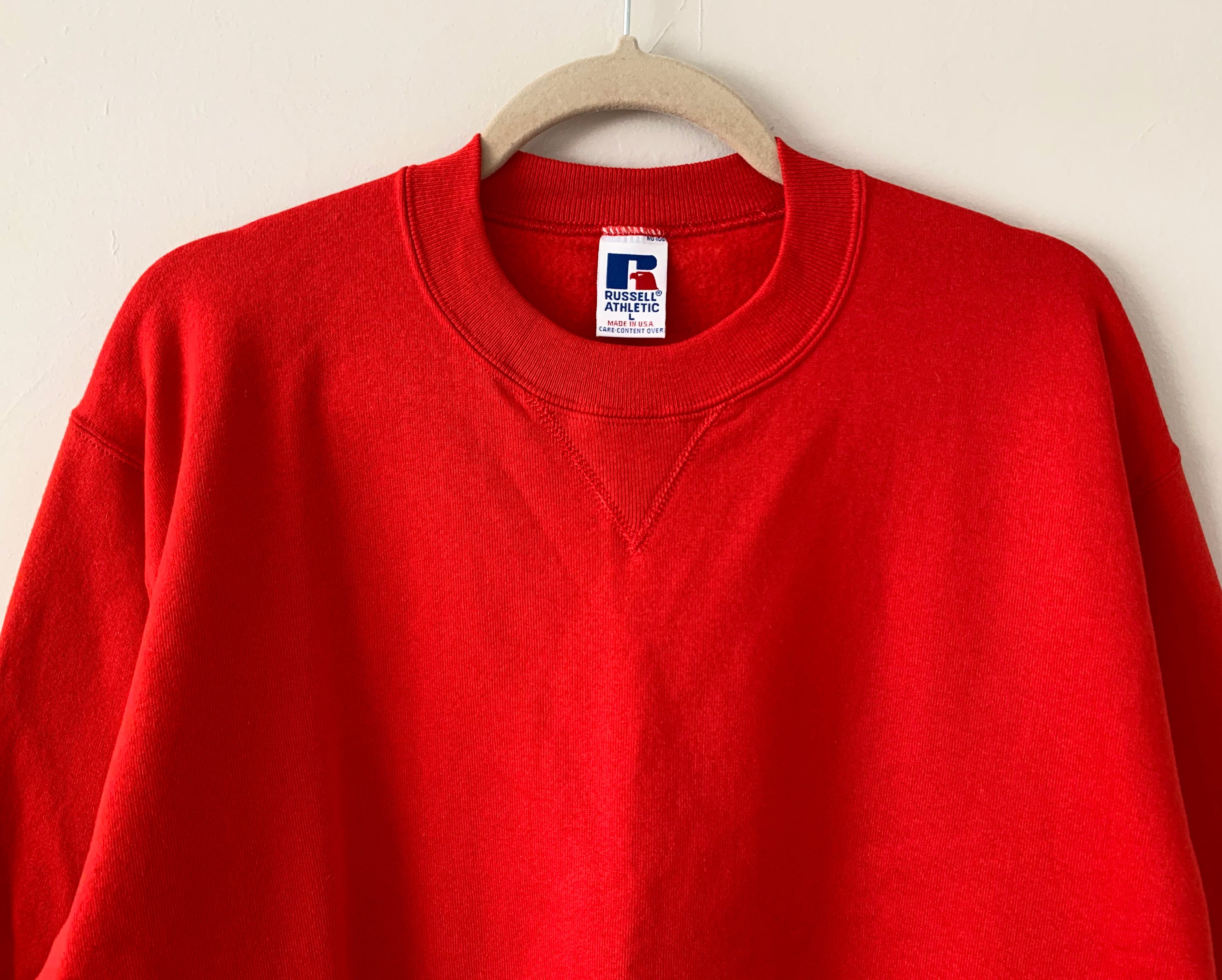 Vintage 90s Deadstock Russell Athletic Red Crew Neck Sweatshirt