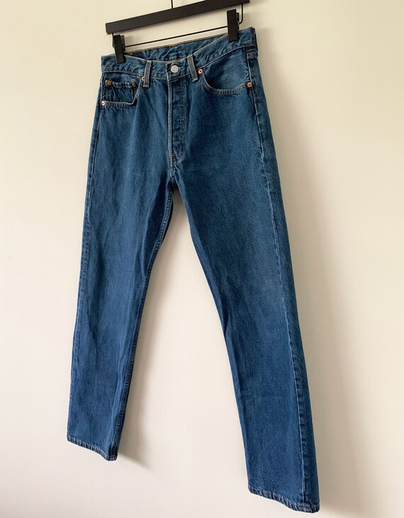 Vintage 90s Beautiful Dark Wash Levi's 501 Jeans … - image 4