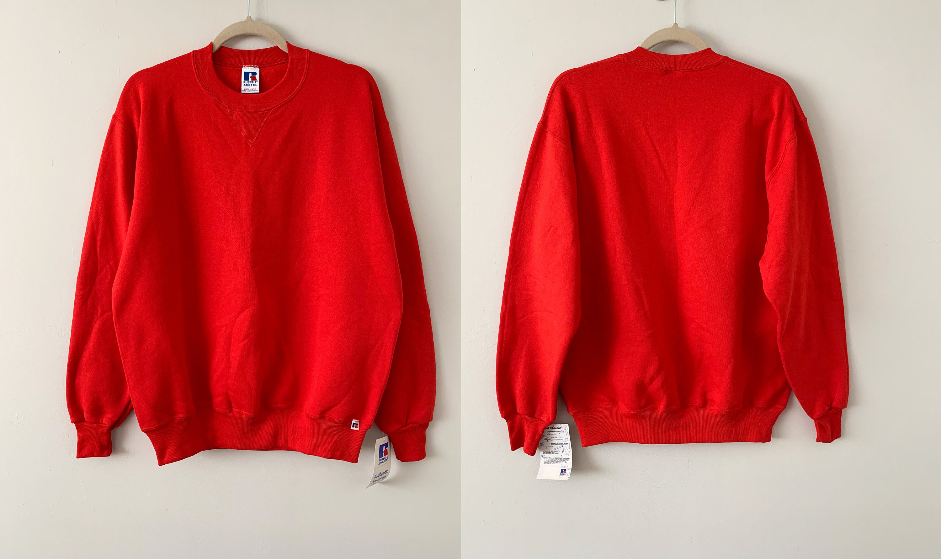トップス 90s Dead Stock Russell Athletic Sweat Vintage 90s Deadstock Russell Athletic Red Crew Neck Sweatshirt