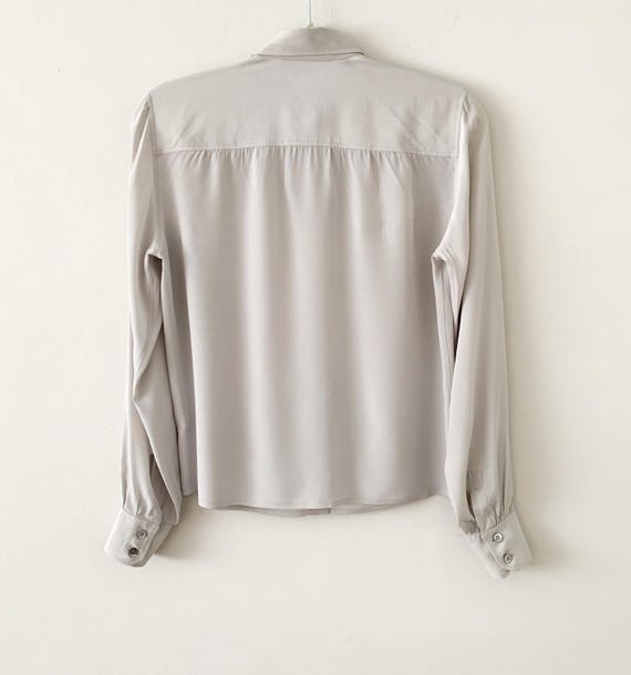 Vintage 80s Celine Gray Silk Embroidered Logo But… - image 5