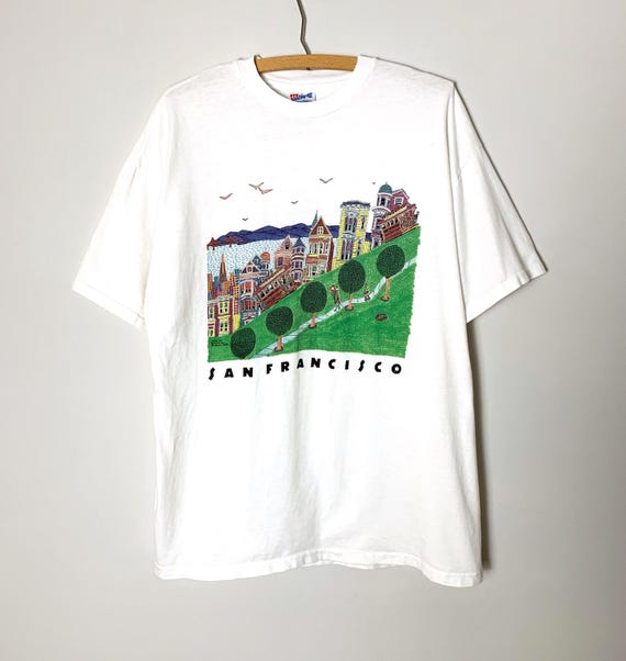 Vintage 90s San Francisco Souvenir Colorful Graphic Crew Neck Short Sleeve T-Shirt