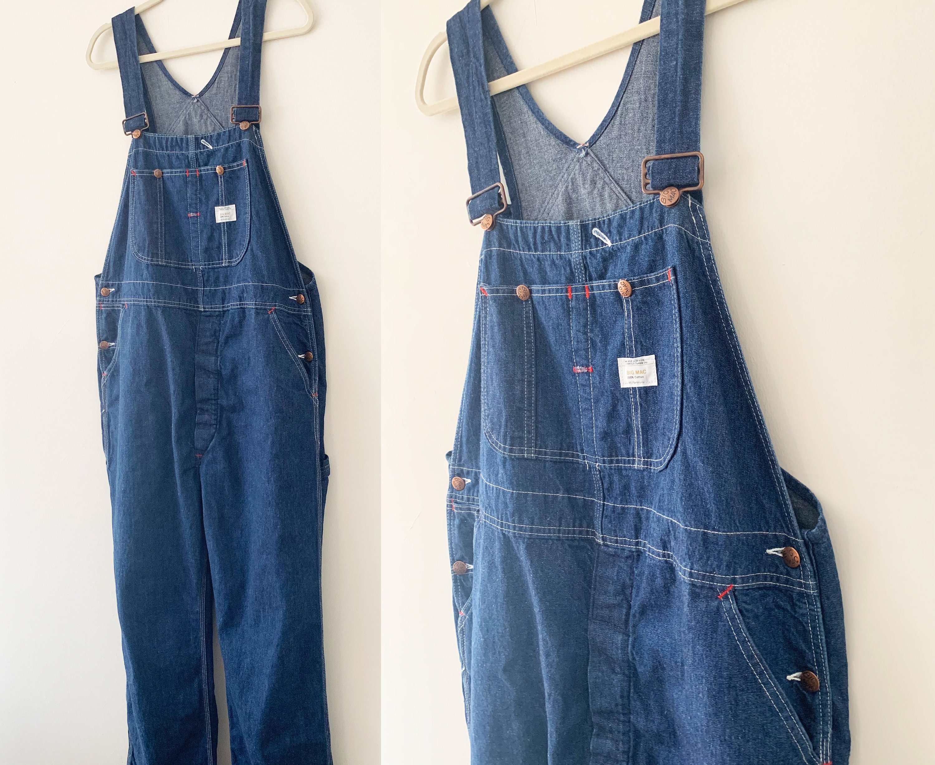 Vintage 60s Penneys Big Mac Blue Cotton Sanforized Denim Bib