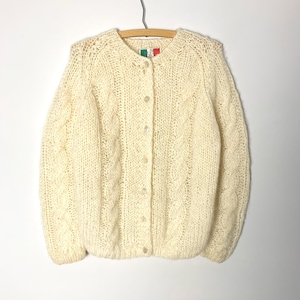 Vintage 60s Soft Buttercream Fuzzy Mohair Cardigan Made In Italy