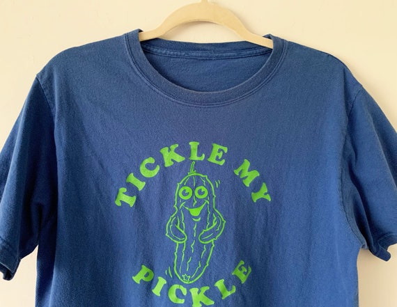 Vintage 80's "Tickle My Pickle" Graphic Blue Shor… - image 2