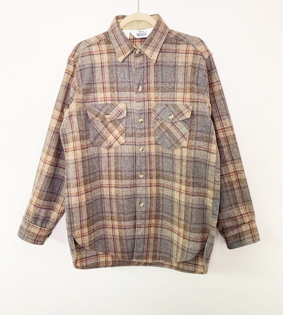 Vintage 60s Woolrich Earth Tone Plaid Flannel But… - image 2