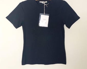 【CPGN STUDIO】back of neck Label Short Sleeve Basic Black Acne Studio Crew Neck Fitted Short Sleeve T