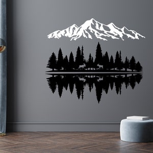 4-tlg. Berg Wanddekoration Aus Metall - Schwarz, Minimalistisch Für Wohnzimmer & Büro