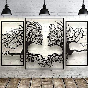 TREE wall decoration in the shape of a woman and a man | A unique 3D image for the living room or bedroom